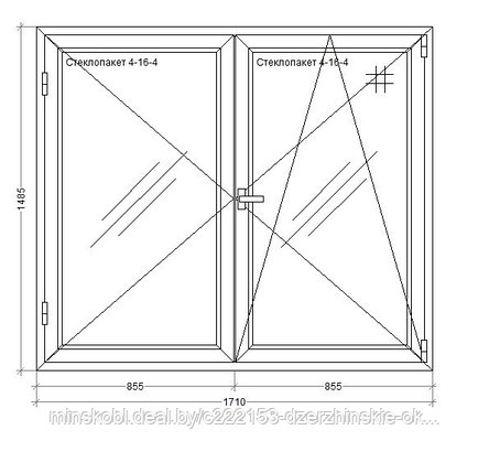 Готовое штульповое окно ПВХ 1710х1485, фото 2