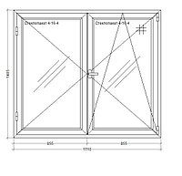 Готовое штульповое окно ПВХ 1710х1485
