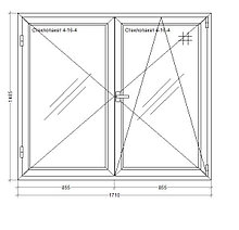 Готовое штульповое окно ПВХ 1710х1485