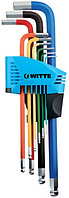 Набор угловых разноцветных шестигранных ключей WITTE PRO 9 пр. 1,5-10,0 мм с шаром