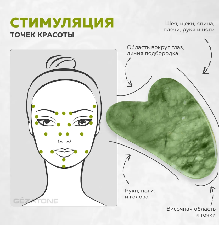 Роликовый массажер гуаша для ухода за лицом и телом (нефритовый массажер) - фото 4 - id-p136823198