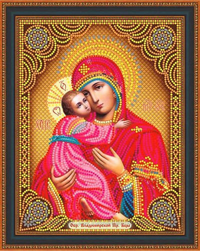 Алмазая мозаика икона "Богородица с младенцем" на подрамнике