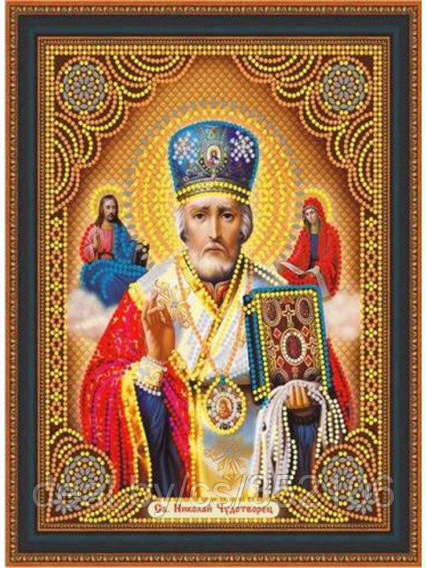 Алмазая мозаика икона "Николай Чудотворец" на подрамнике
