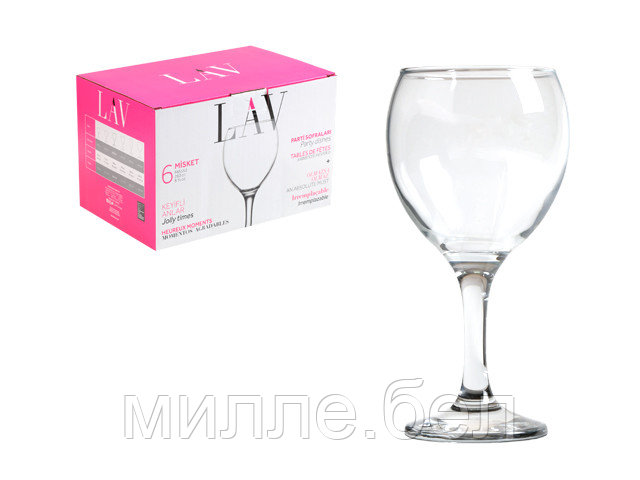 Набор бокалов для вина, 6 шт., 260 мл, серия Misket, LAV (также используется в HoReCa) - фото 1 - id-p185128229