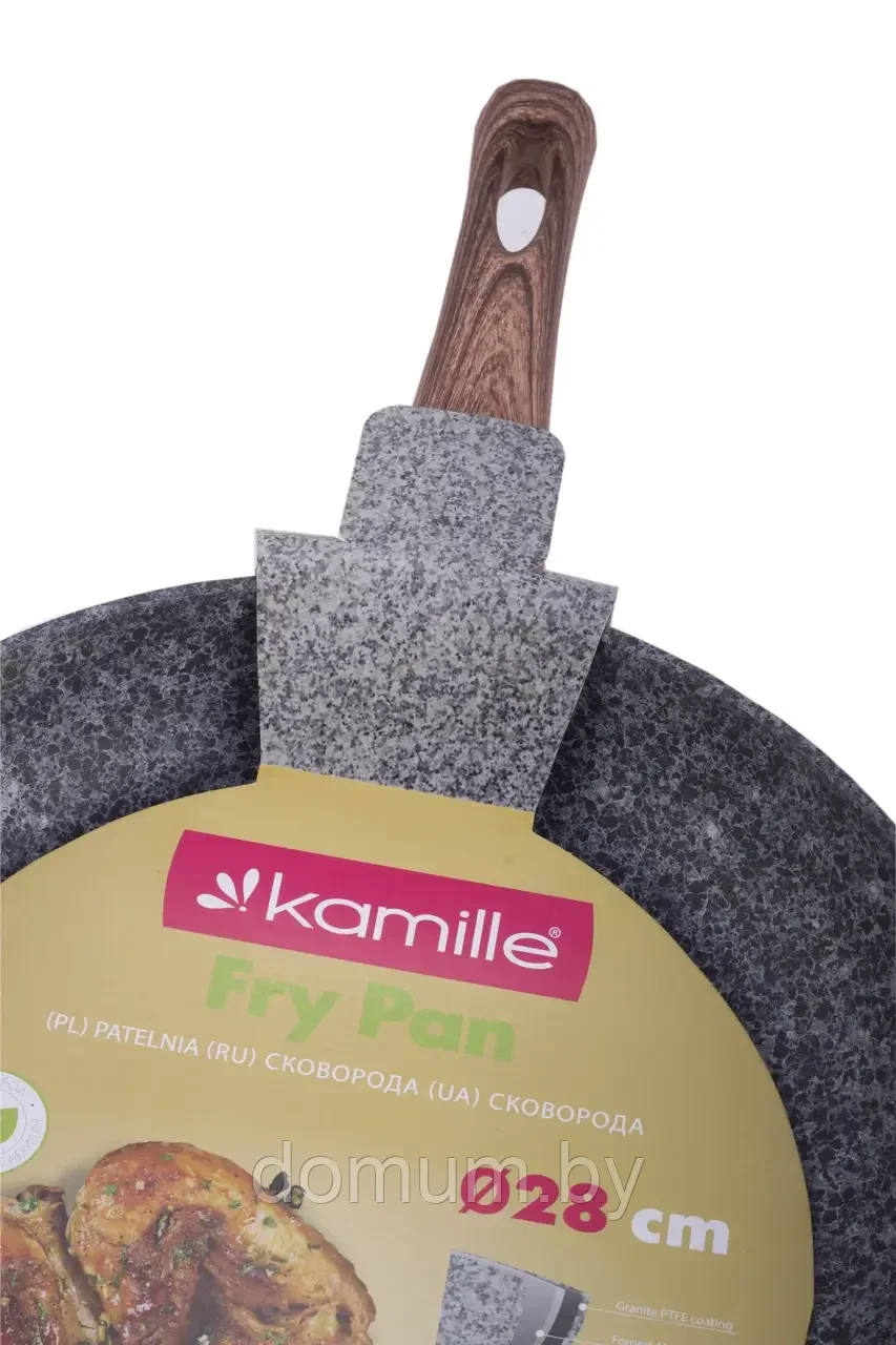 Сковорода Kamille 28см с антипригарным покрытием PTFE из алюминия для индукции и газа KM-4163 - фото 3 - id-p185170169