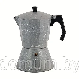 Гейзерная кофеварка Kamille Серый Мрамор 450мл из алюминия с широким индукционным дном KM-2518GR