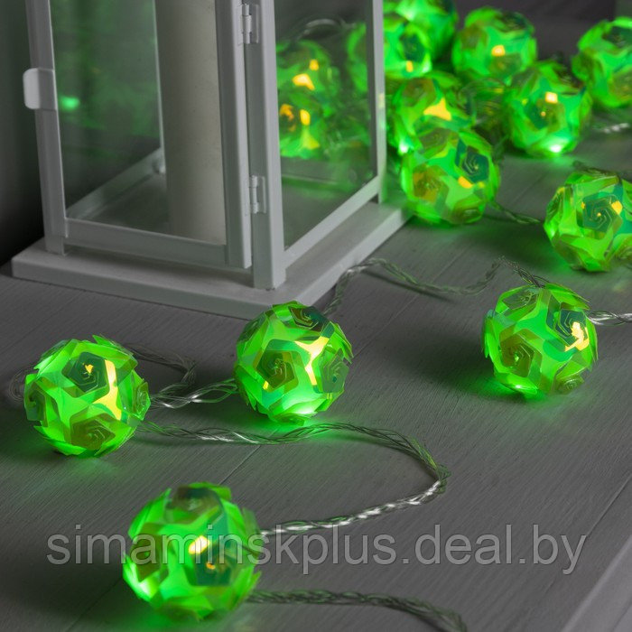 Гирлянда «Нить» 4.5 м с насадками «Цветочные шары», IP20, прозрачная нить, 15 LED, свечение зелёное, 220 В - фото 4 - id-p185170957