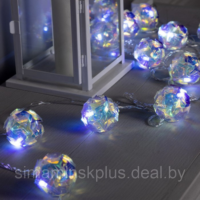 Гирлянда «Нить» 4.5 м с насадками «Цветочные шары», IP20, прозрачная нить, 15 LED, свечение белое, 220 В - фото 4 - id-p185170960