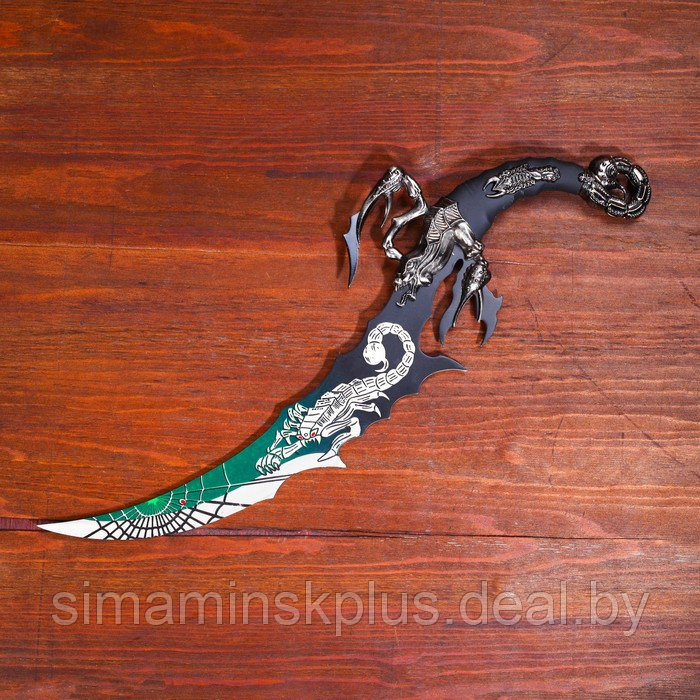 Сувенирный нож на подставке, скорпион на лезвии и рукоятке, 53,5 см - фото 2 - id-p185171292