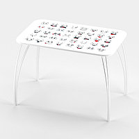 Обеденный стол Stalker, 1030 × 640 × 750 мм, ЛДСП, ножки белые F1, фотопечать смайлики