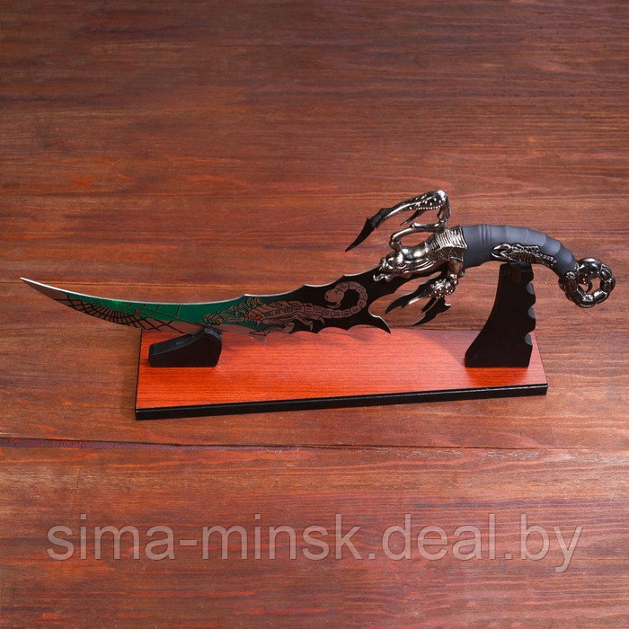 Сувенирный нож на подставке, скорпион на лезвии и рукоятке, 53,5 см - фото 1 - id-p185174646