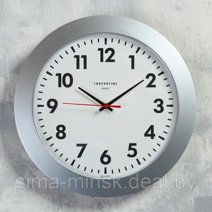 Часы настенные, серия: Классика, d=30 см, белый обод под серебро - фото 1 - id-p185174758