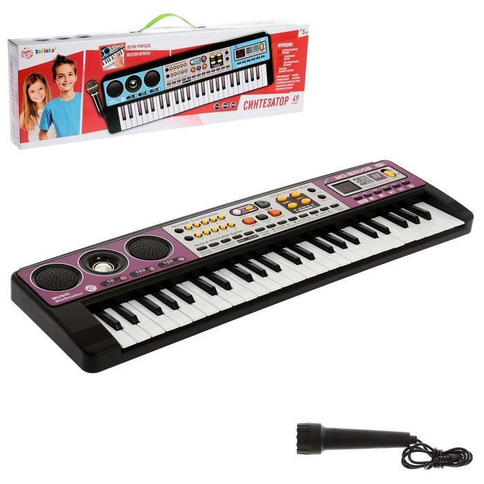 Синтезатор «Музыкальный взрыв», 49 клавиш, c USB, работает от батареек и от сети - фото 1 - id-p180508804