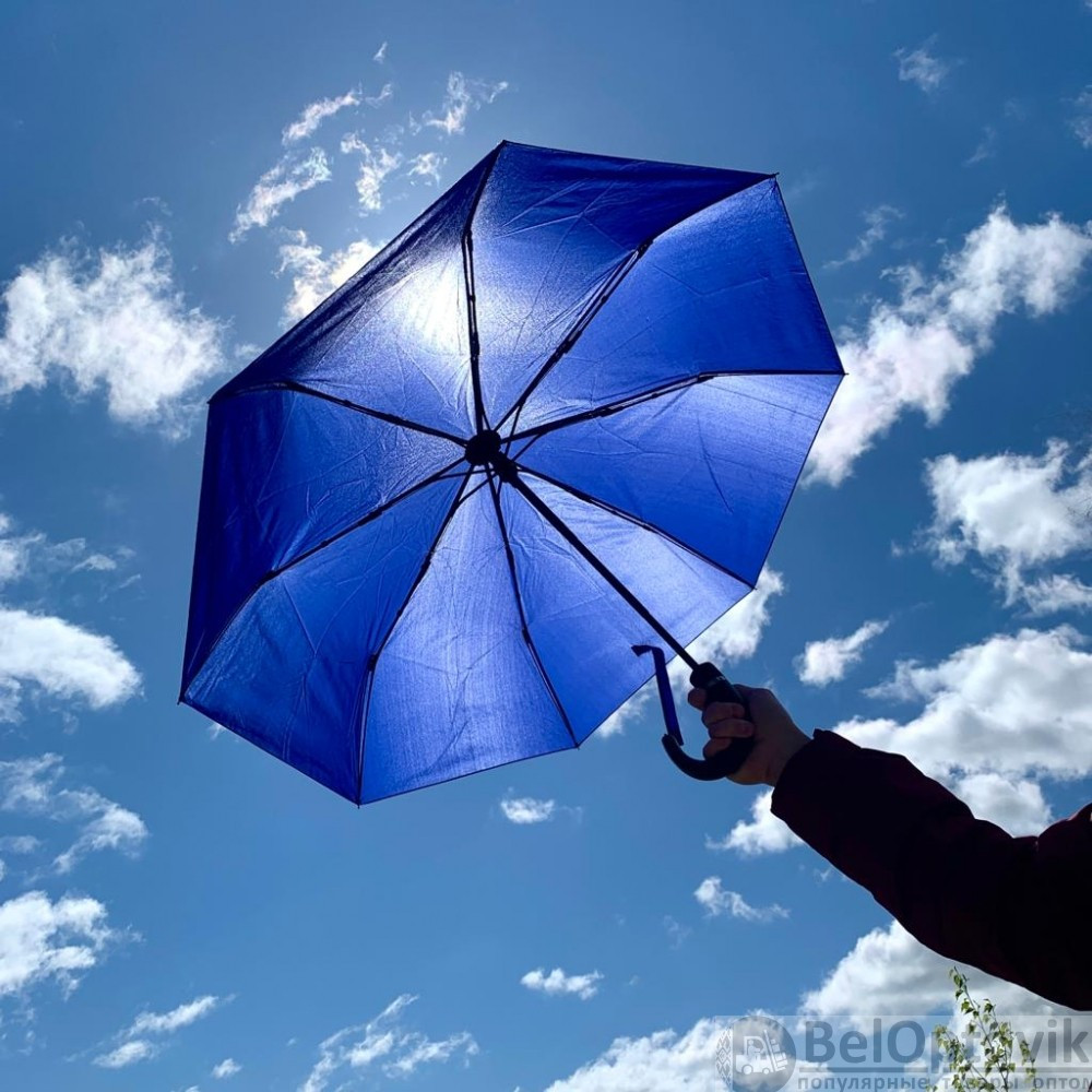 Автоматический противоштормовой зонт Конгресс Антишторм, ручка экокожа Синий - фото 6 - id-p185196183
