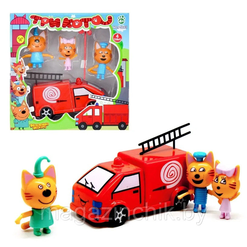 Игровой набор Три кота и пожарная машинка PS661 - фото 1 - id-p185206530