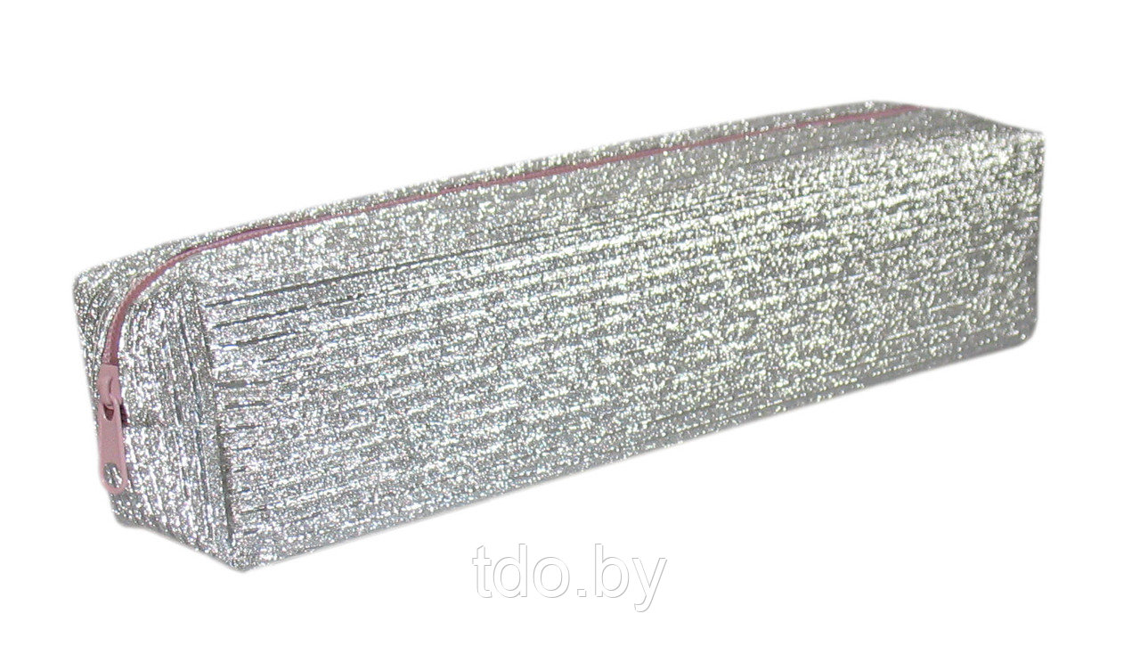 Пенал-тубус блестящий с полосатым рисунком, цвет - серебрянный - фото 2 - id-p185211587