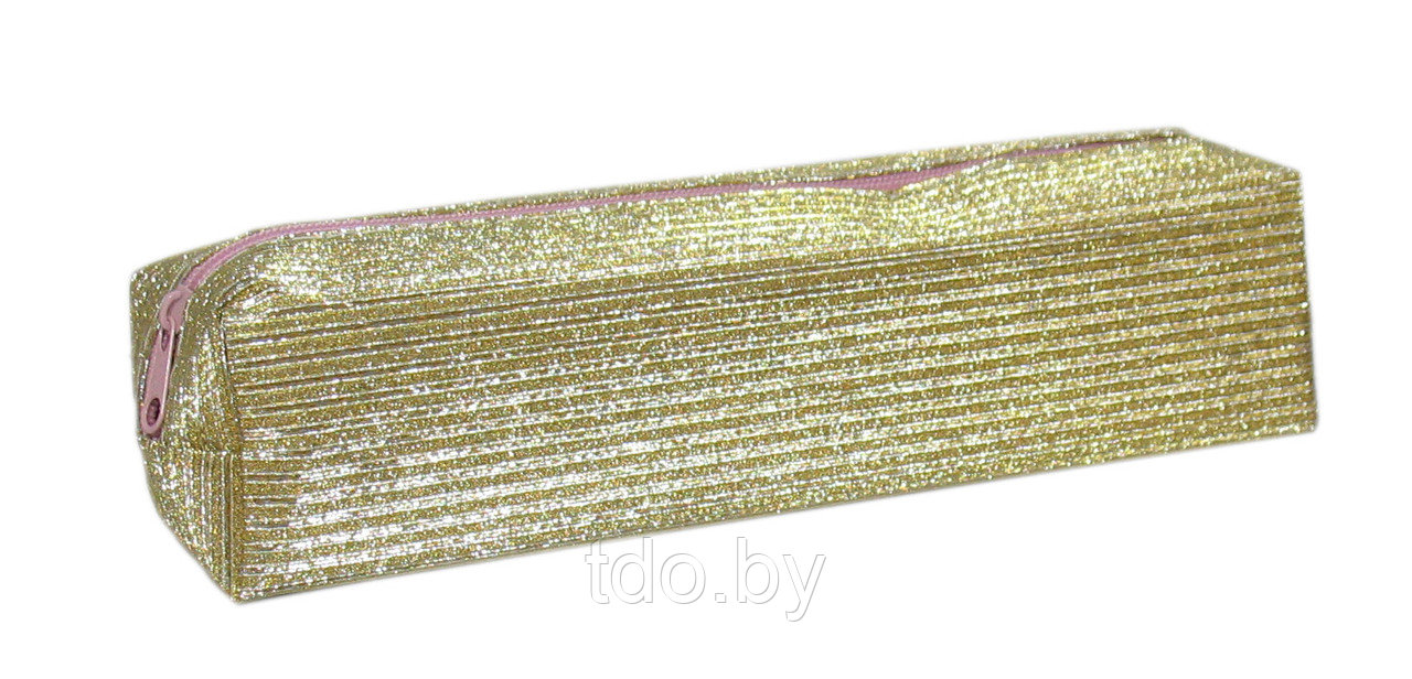 Пенал-тубус блестящий с полосатым рисунком, цвет - золотой - фото 3 - id-p185211944