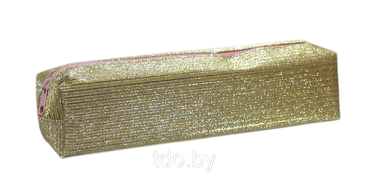 Пенал-тубус блестящий с полосатым рисунком, цвет - золотой - фото 1 - id-p185211944