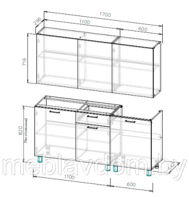 Кухня Лаванда 1,7м. SV-МЕБЕЛЬ (БЕЗ СТОЛЕШНИЦЫ) - фото 3 - id-p185212510