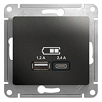 GSL000739 GLOSSA USB РОЗЕТКА A+С, 5В/2,4А, 2х5В/1,2 А, механизм, АНТРАЦИТ Schneider Еlectric