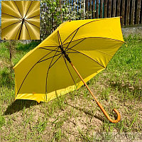 Зонт-трость универсальный Arwood полуавтомат деревянная ручка.Желтый.