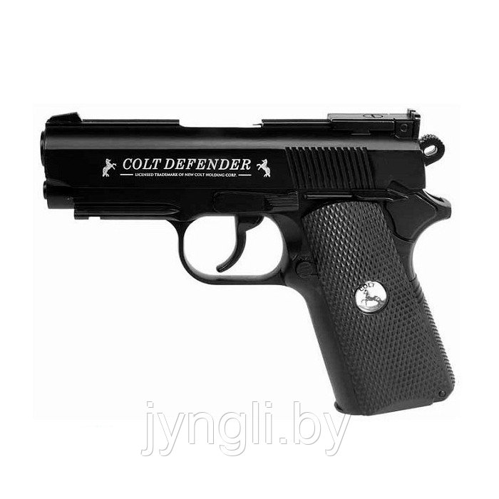 Пистолет пневматический Umarex Colt Defender (чёрный с пластиковыми накладками)