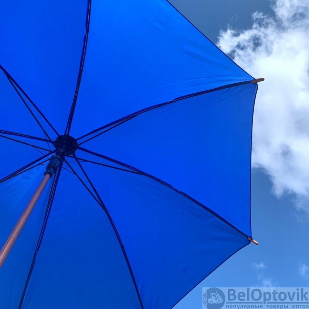 Зонт-трость универсальный Arwood Полуавтоматический / деревянная ручка Синий - фото 8 - id-p185294065