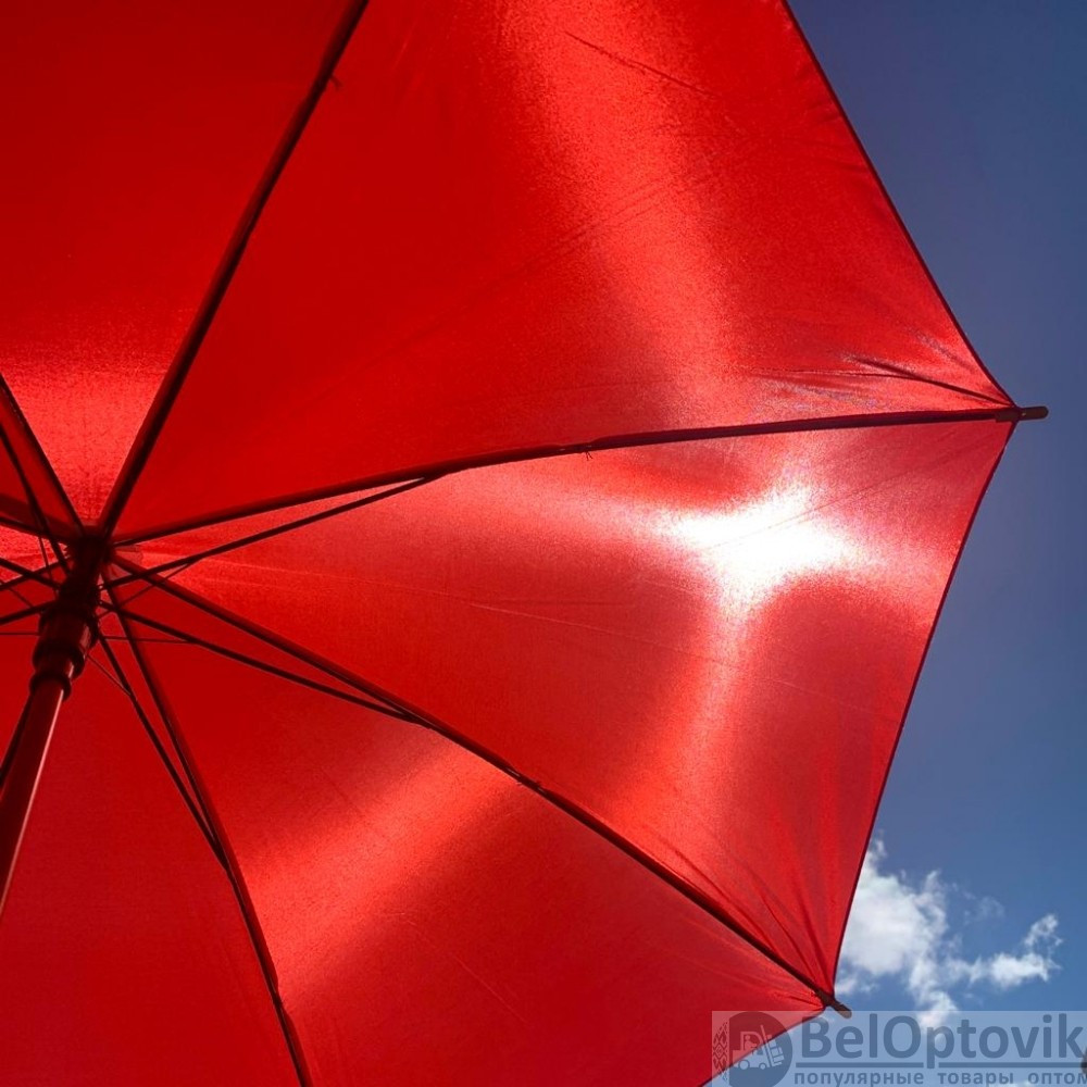 Зонт-трость универсальный Arwood Полуавтоматический / деревянная ручка Красный - фото 4 - id-p185297286