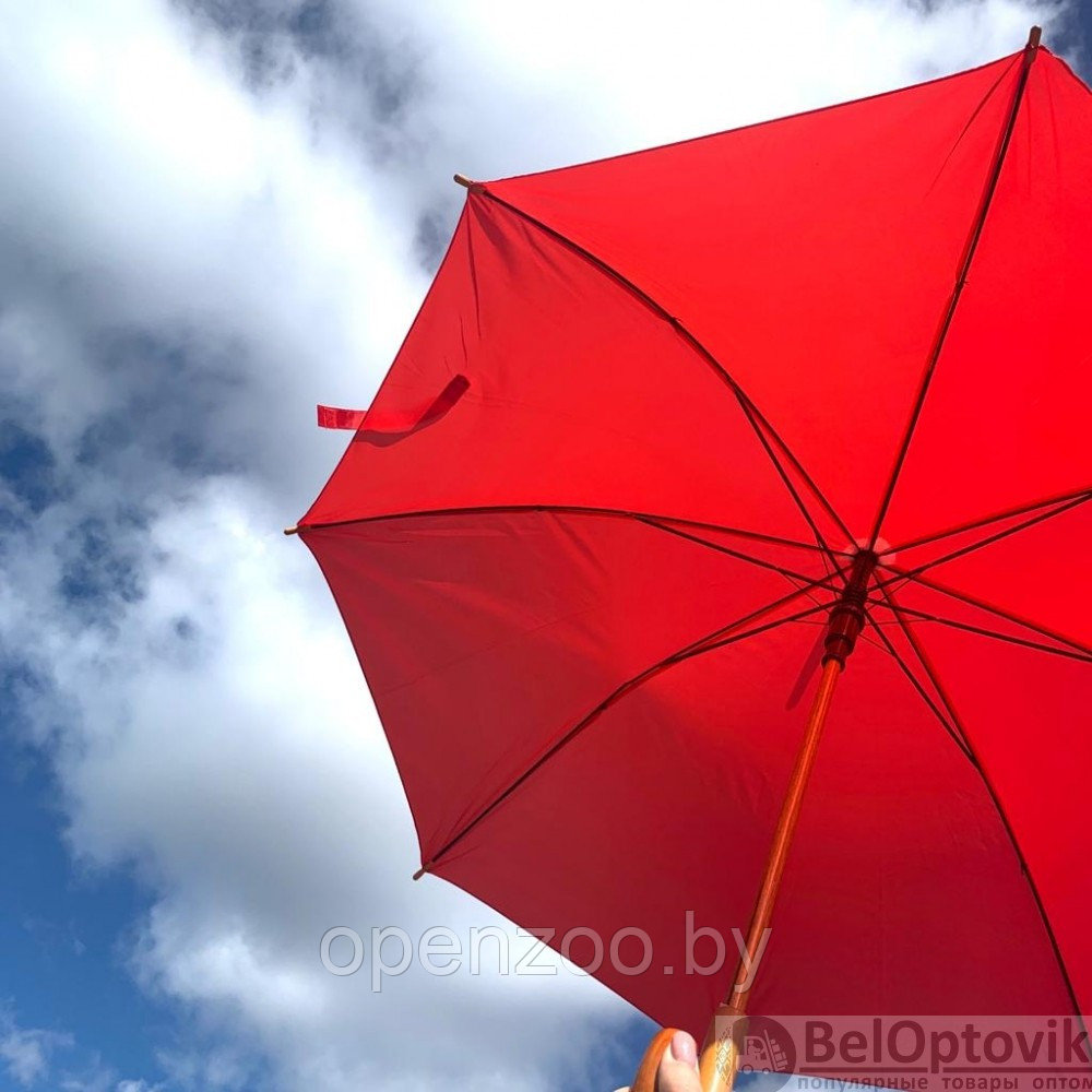 Зонт-трость универсальный Arwood Полуавтоматический / деревянная ручка Желтый - фото 7 - id-p185297611