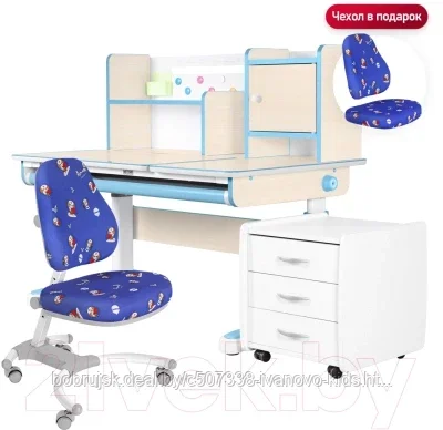 Парта+стул Anatomica Premium Granda Plus Figra (клен/голубой/синий с роботами)
