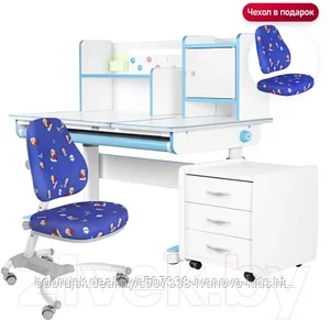 Парта+стул Anatomica Premium Granda Plus Figra (белый/голубой/синий с роботами)