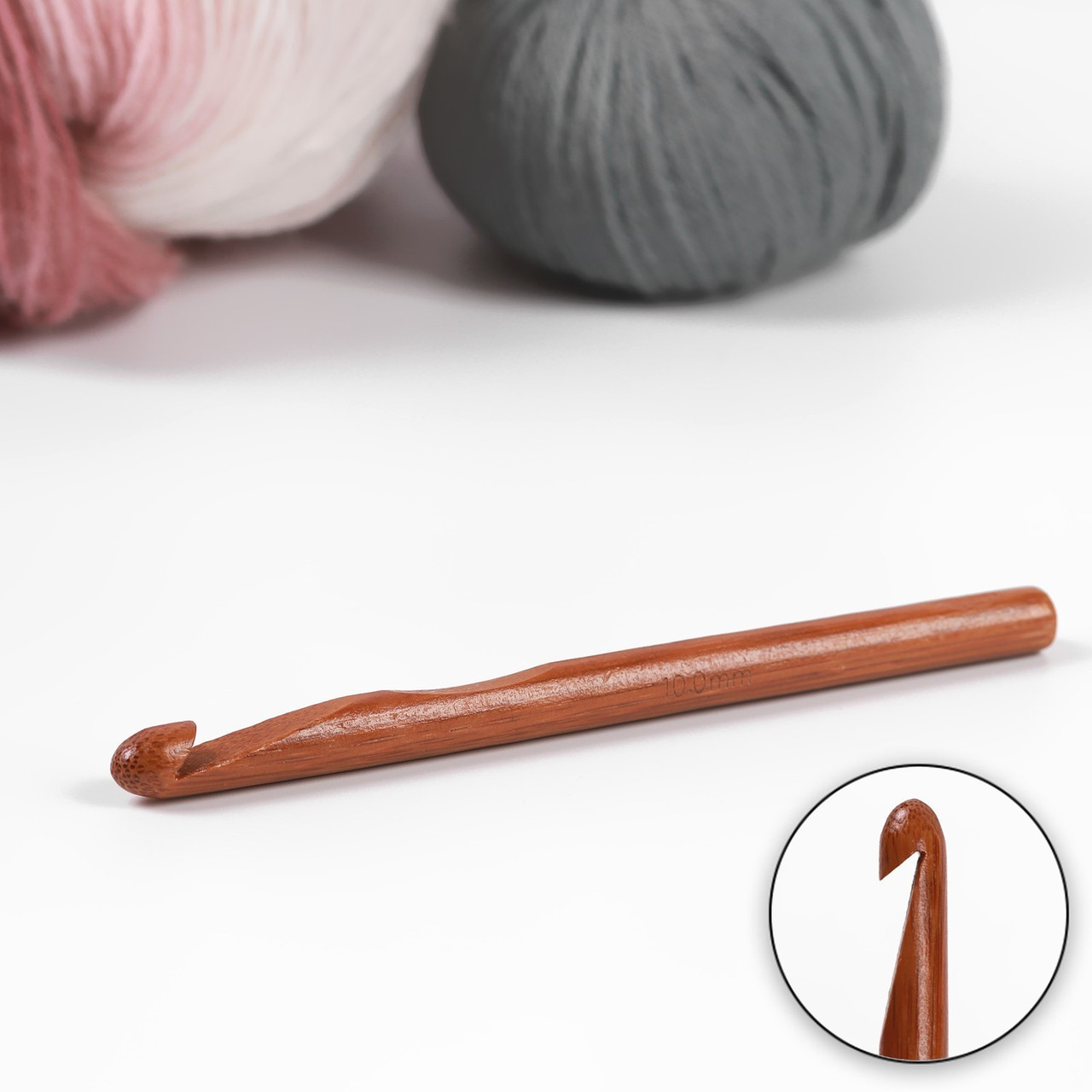 Крючок для вязания бамбуковый 9 мм,15 см - фото 2 - id-p185308764