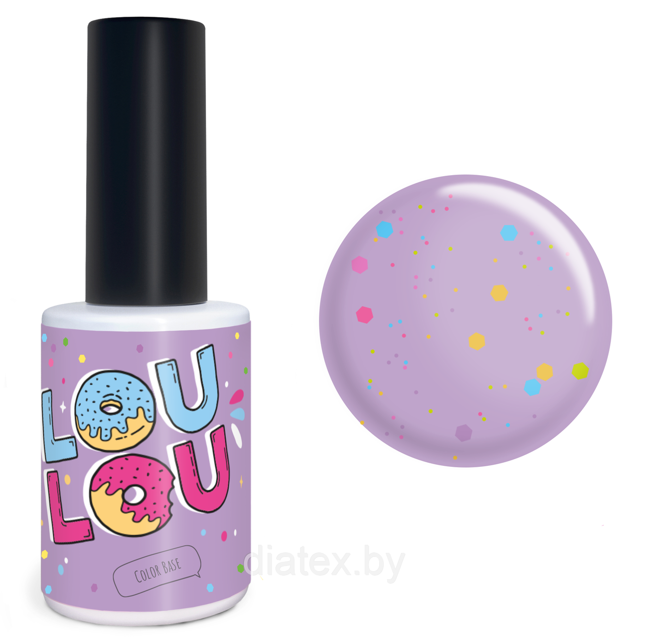 Базовое покрытие LOULOU камуфлирующее 2 в 1 Confetti №04 (10мл.) фиолетовый