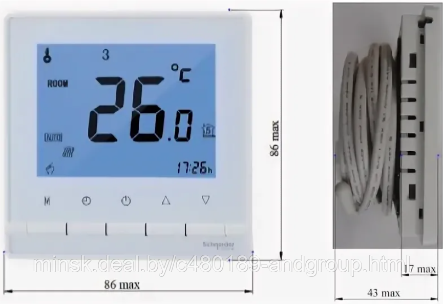 ATLASDESIGN ТЕРМОСТАТ электрон.теплого пола с датч.,от+5до+35°C,16A,в сб., БЕЛЫЙ - фото 1 - id-p168859296