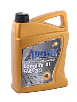Масло моторное синтетическое Alpine Longlife III 5W-30 4л синтетика для легковых авто BMW Mercedes Benz VW Aud