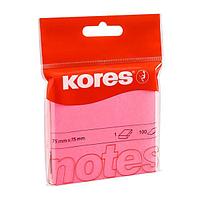 Бумага для записей на клейкой основе "Kores", 75x75 мм, 100 листов, розовый неон