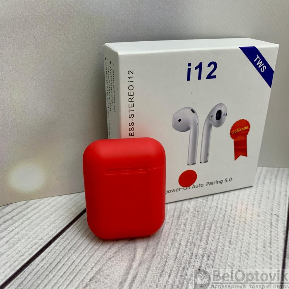 Беспроводные наушники i12 TWS (inPods i12) Bluetooth 5.0 с зарядным кейсом Черные - фото 7 - id-p185410586