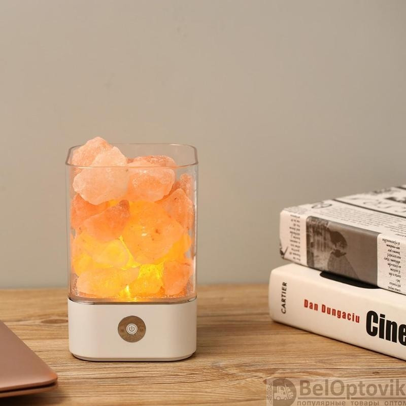 Соляной ионизирующий светильник-ночник Crystal Salt Lamp с розовой гималайской солью 0,7 кг - фото 2 - id-p185414261