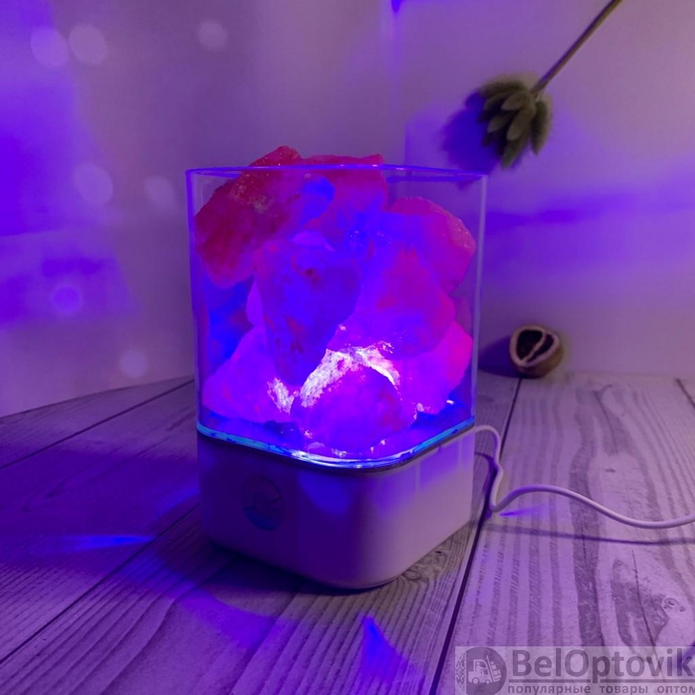 Соляной ионизирующий светильник-ночник Crystal Salt Lamp с розовой гималайской солью 0,7 кг - фото 8 - id-p185414261