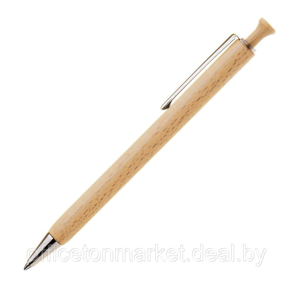 Ручка шариковая автоматическая "Forest", 1.0 мм, светло-коричневый,серебристый, стерж. черный - фото 1 - id-p148821812