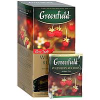 Чай "Greenfield" Wildberry Rooibos, 25 пакетиков x1.5 г, черный, с кусочками земляники и клюквы