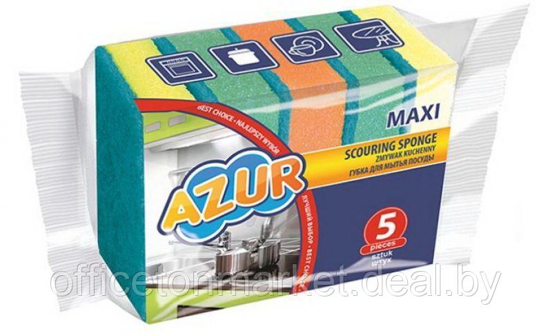 Губка кухонная для мытья посуды Azur Maxi 95*65*25 мм, 5шт/уп - фото 1 - id-p156591571