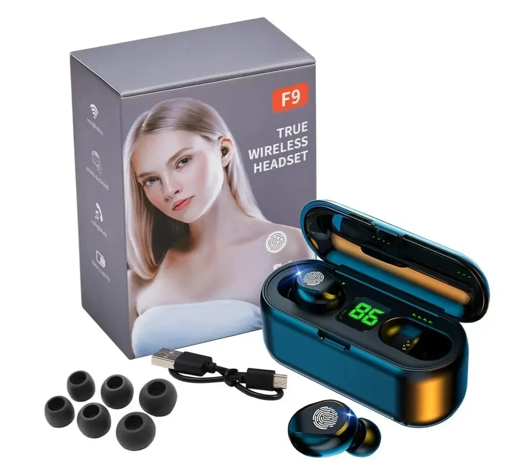 Беспроводные Bluetooth наушники с микрофоном и внешним аккумулятором TWS BTH-F9 - фото 4 - id-p156218040