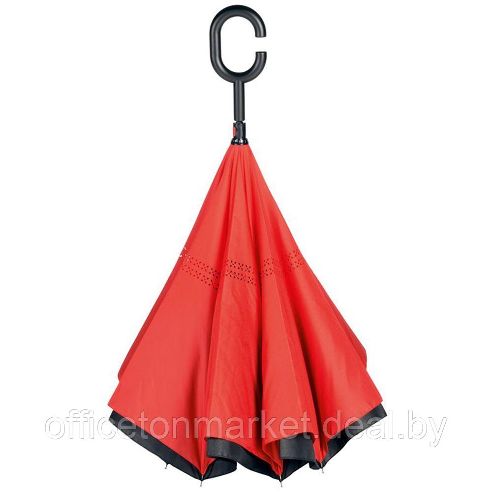 Зонт обратного сложения "Flipped", 109 см, красный, черный - фото 2 - id-p141655159