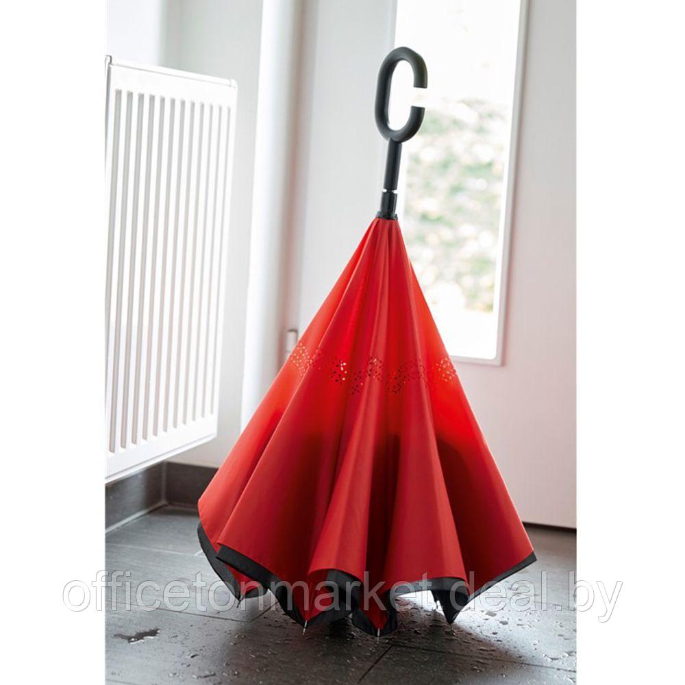 Зонт обратного сложения "Flipped", 109 см, красный, черный - фото 4 - id-p141655159