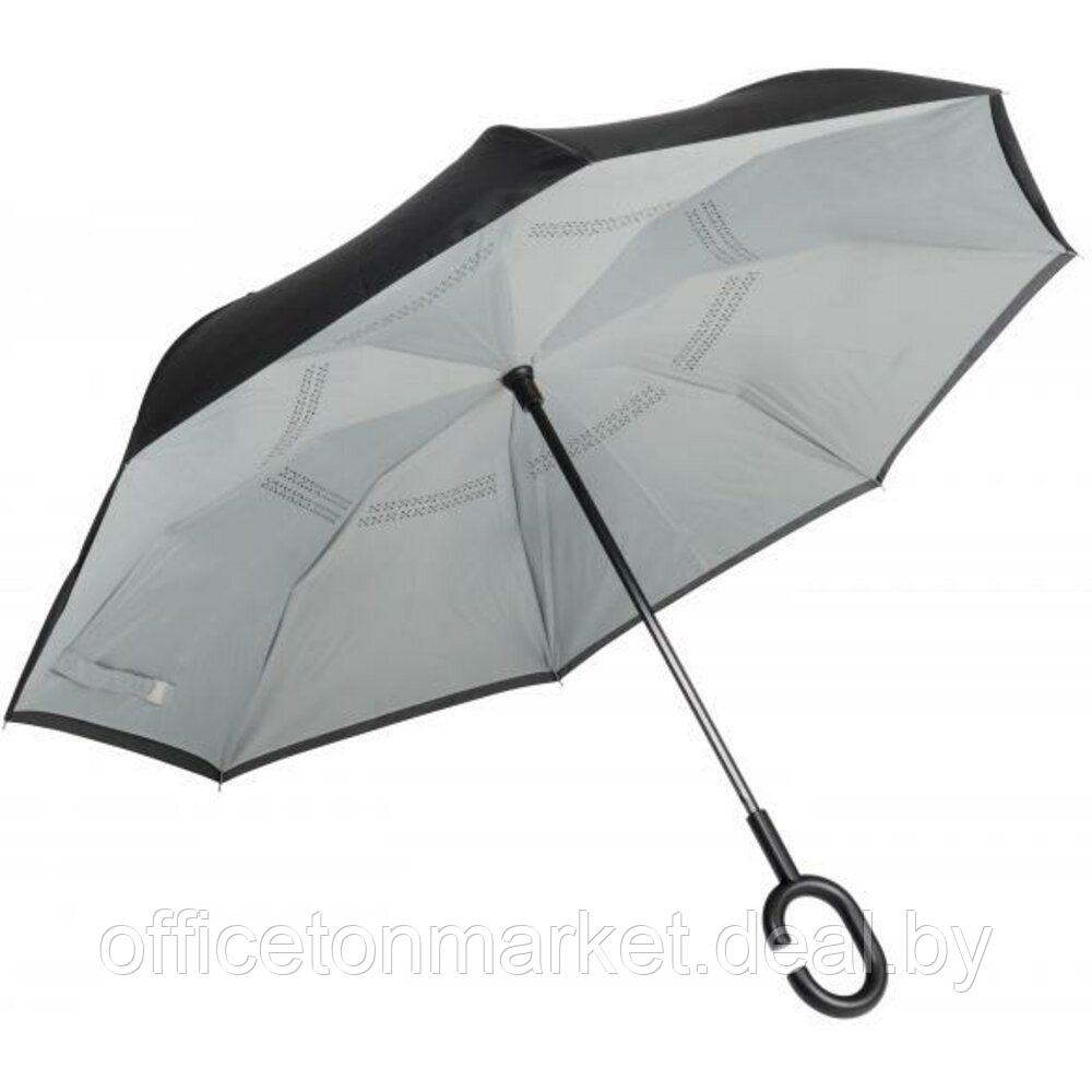 Зонт-трость "Flipped", 109 см, светло-серый, черный - фото 1 - id-p141655161