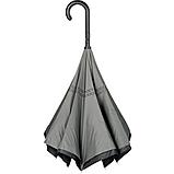 Зонт-трость "Flipped", 109 см, светло-серый, черный, фото 2