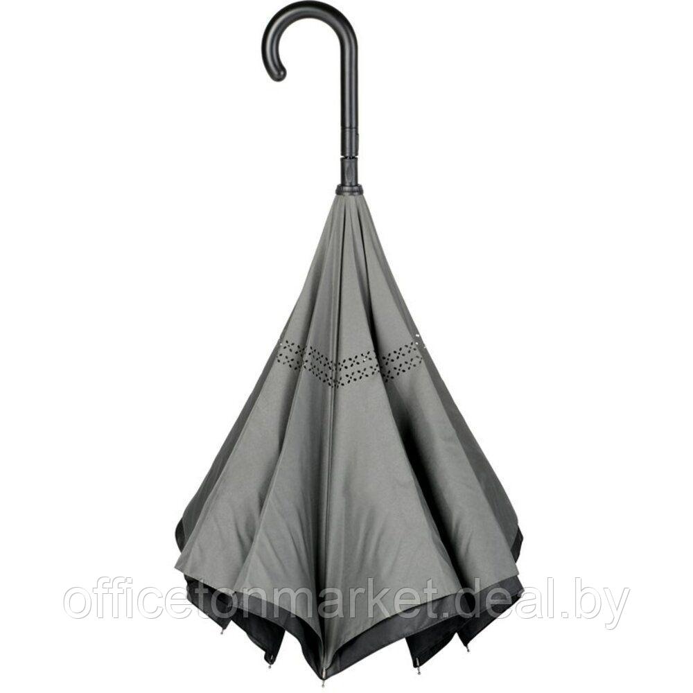 Зонт-трость "Flipped", 109 см, светло-серый, черный - фото 2 - id-p141655161