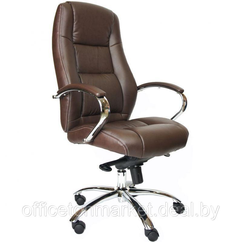 Кресло для руководителя "Kron", экокожа, металл, коричневый - фото 1 - id-p137125490