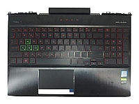 Верхняя часть корпуса (Palmrest) HP Omen 15-DC с клавиатурой, с подсветкой, с тачпадом, черный, RU (с разбора)